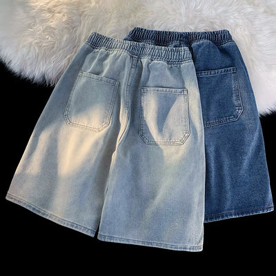 Summer men's seven inch jeans fashion design men's jeans slim fit straight leg short jeans casual loose wide leg denim shorts