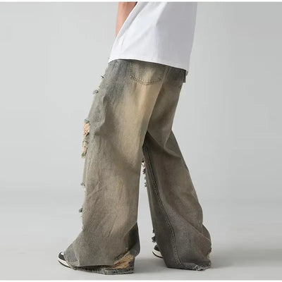 Holes Ripped Jeans Pants for Man Breathable High Street Men's Denim Pants New Trendy Hole Male Summer Brand Designer Pant 2025