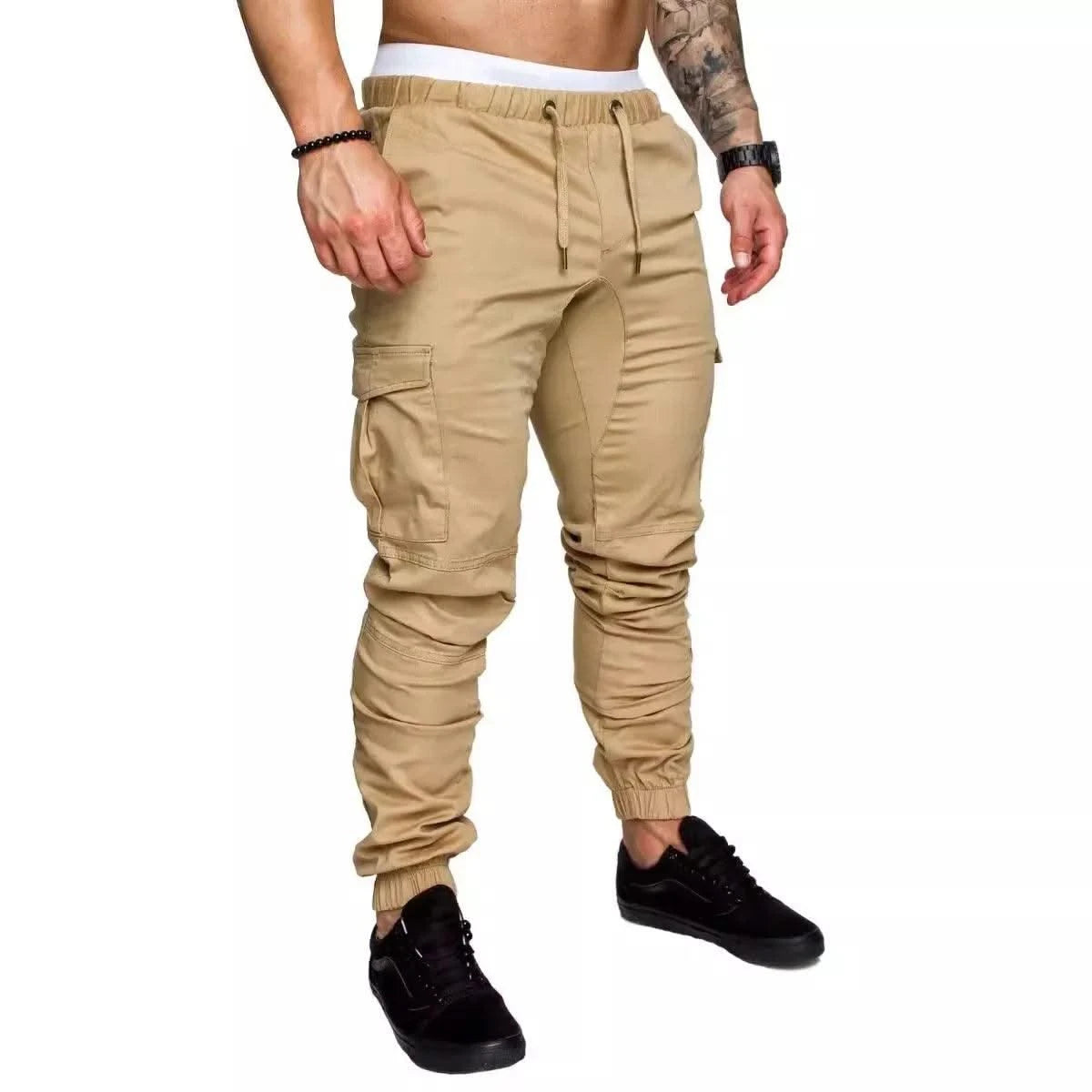 New Workwear Multi-pocket Trousers for Men, Woven Fabric Casual Pants, Leggings for Men Cargo Pants Joggers Mens Pants