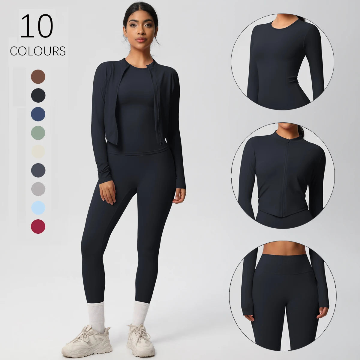 Women Sportswear Yoga Set Workout Clothes Athletic Wear Sports Gym Legging Fitness Top Long Sleeve Yoga Suit ﻿