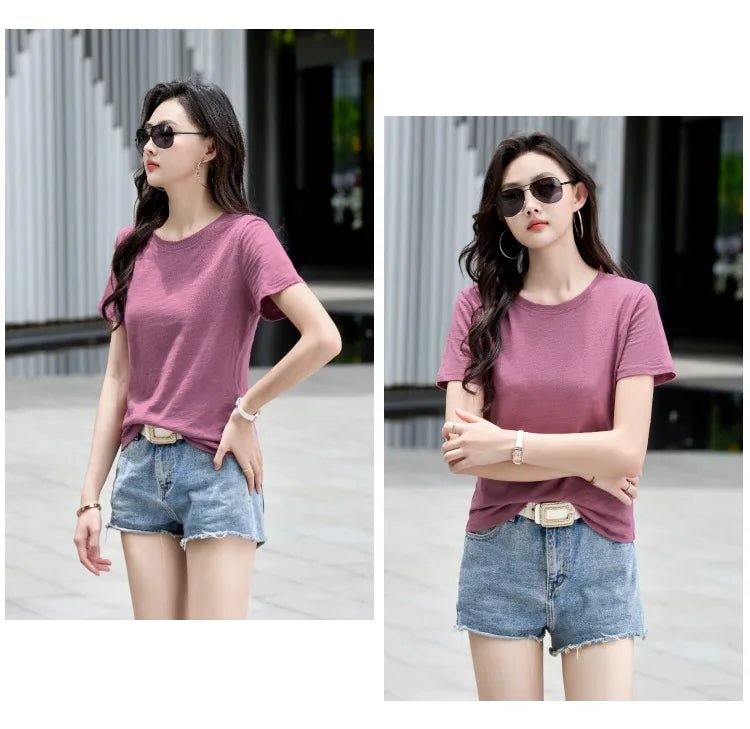 Oversized Summer T shirts for Women Casual Female Korean Streetwear Tees Unisex Basic Solid Young Cool Tops