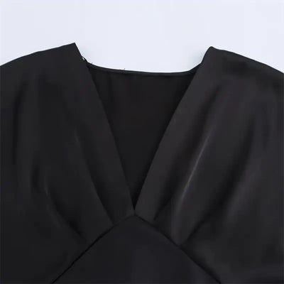 Women's Summer Dress 2025 New Elegant Fashion Slim V-neck Stain Long Dress Women Chic Comfortable Casual Dresses