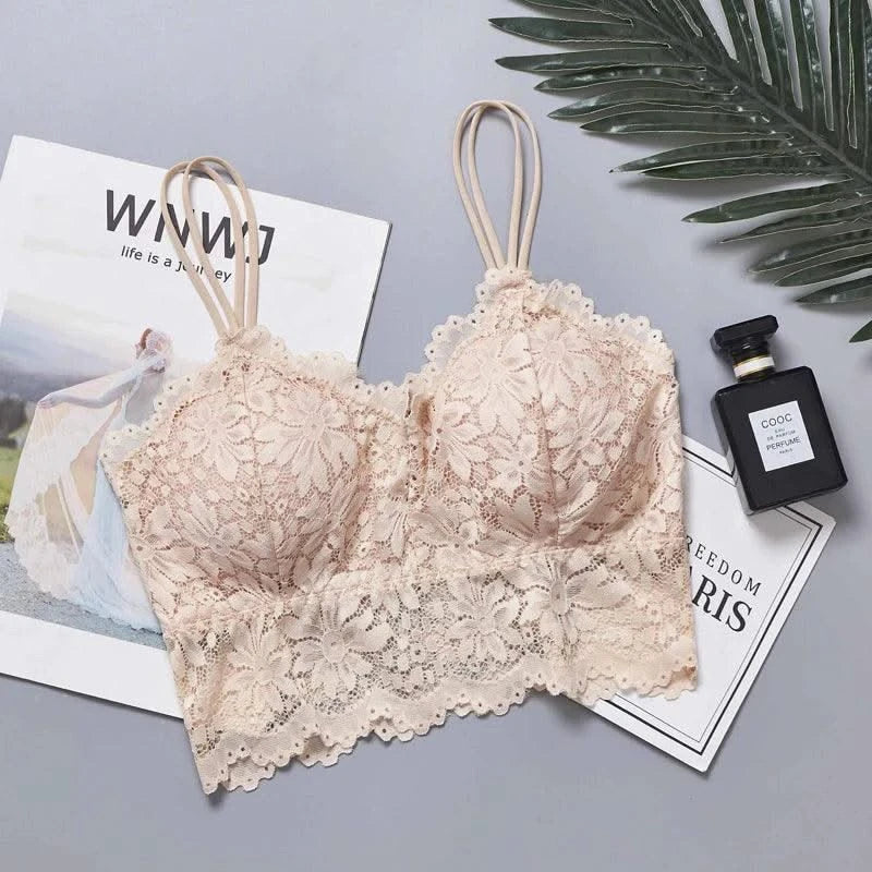 Wireless Push Up Bra Body Shaping Sexy Flower Lace Bra for Women