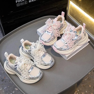 Children Sports Shoes 2025 New Spring Autumn Boys White Shoes Girls Breathable Mesh Casual Soft Sole Sneakers Kids Running Shoes