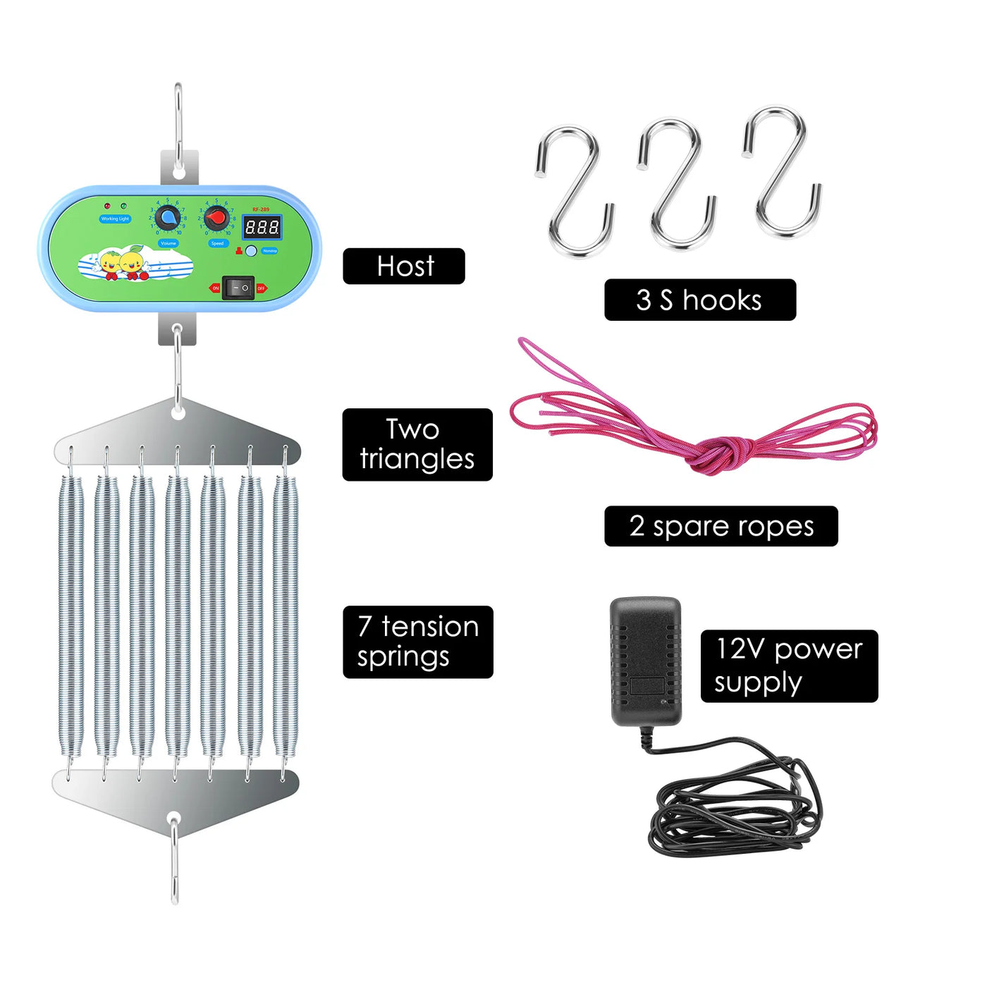 Babyschaukel-Controller Electric Baby Swing Controller,2 Spring,Remote Control, Motor Spring Bracket, Adjustable Timer, No Noise