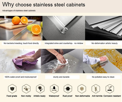 Kitchen Full Set Modern Smart Outdoor Stainless Steel  with Built-in Refrigerator and BBQ Grill for Home and Garden