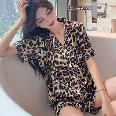 New Women Sleepwear Cartoon Pajamas Female Short  Pants Short Sleeved Summer Spring Loungewear Fashion Home Clothing Homewear