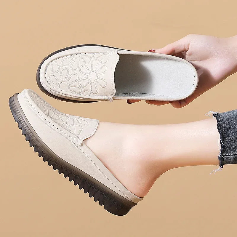 Women Slippers  Spring New Casual Half-slip Shoes Ladies Slip on Closed Toe Sandals Zapatos De Mujer Women's Slingback Shoes