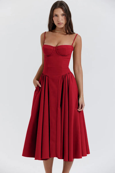 Summer Long Dresses for Women French Retro Spaghetti Straps Dress Corset Slim Sexy Elegant Classy Flower Print  Backless Dresses