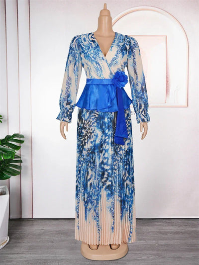 2025 Summer Dresses For Women Dubai African Wedding Party Prom Evening Gown Dashiki Pleated Maxi Robe Office Ladies Clothing