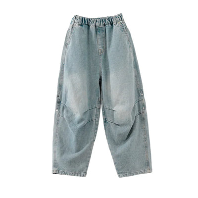 High Quality Luxury Kids Designer Jeans Pants for Children Boy Loose Straight Stylish Denim Trousers 4 5 6 7 8 9 10 11 12 13 14Y