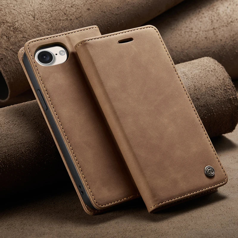 Flip Wallet Case for iPhone 16e 2025 Magnetic Folio Leather Cover with Card Holder Kickstand Shockproof Durable Protective Shell
