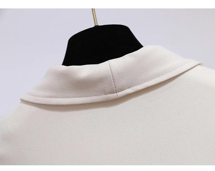 Women's Dress Double Breasted Elegant Dresses for Women 2025 Autumn Off white Dress Belt Knee-Length Solid Fashion Woman Clothes
