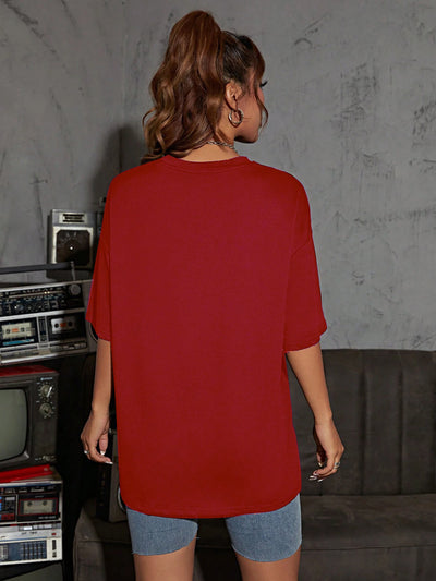 Solid Crew Neck T-shirt, Casual Short Sleeve Loose T-Shirt For Spring & Summer, Women's Clothing