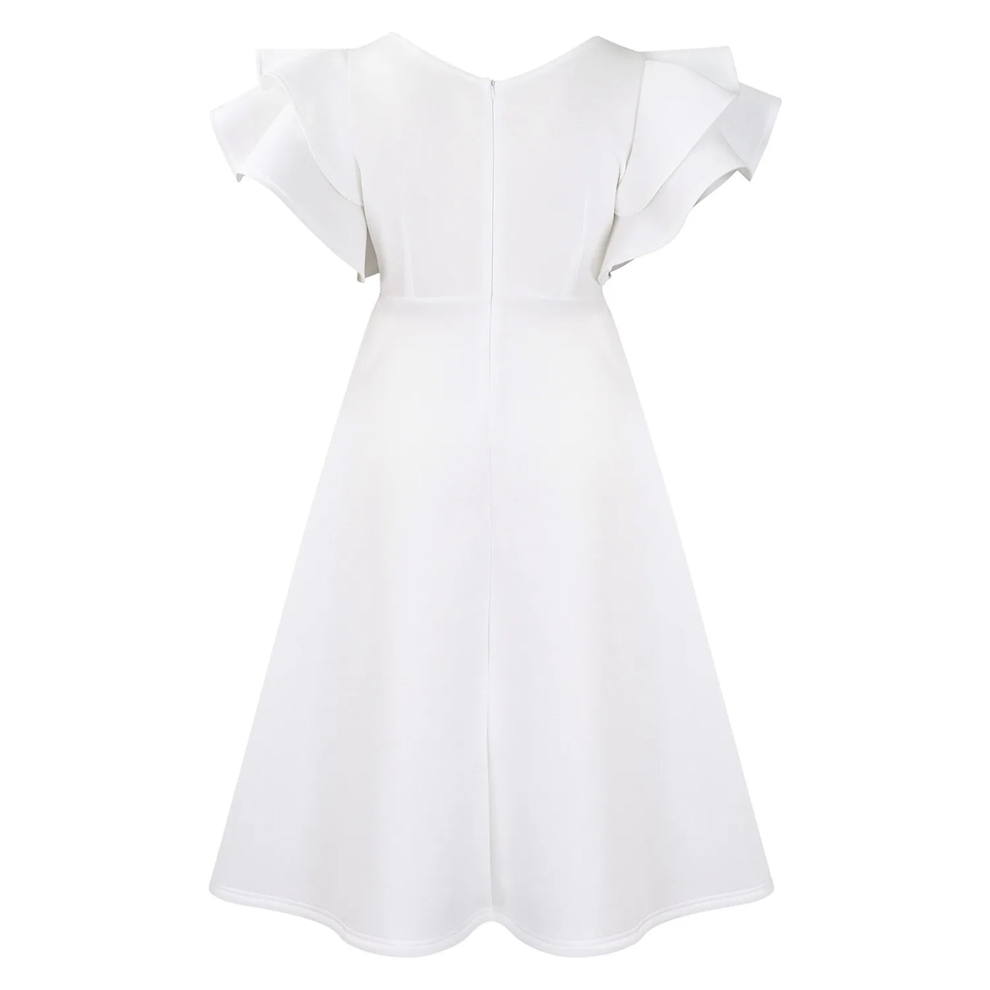 Elegant Party Dresses for Women V Neck Ruffles Sleeve High Waisted A Line Mid Calf Luxury Birthday Dinner Vestidos Mujer Dress