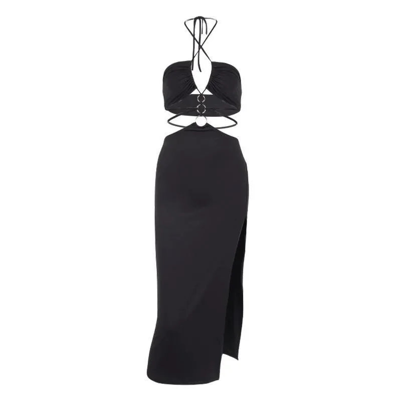 Y2k Summer midriff Baring Elegant Sexy Long Sleeve Ruched Bodycon Dress Women Maxi Dresses Skinny Stretchy Party Vestidos