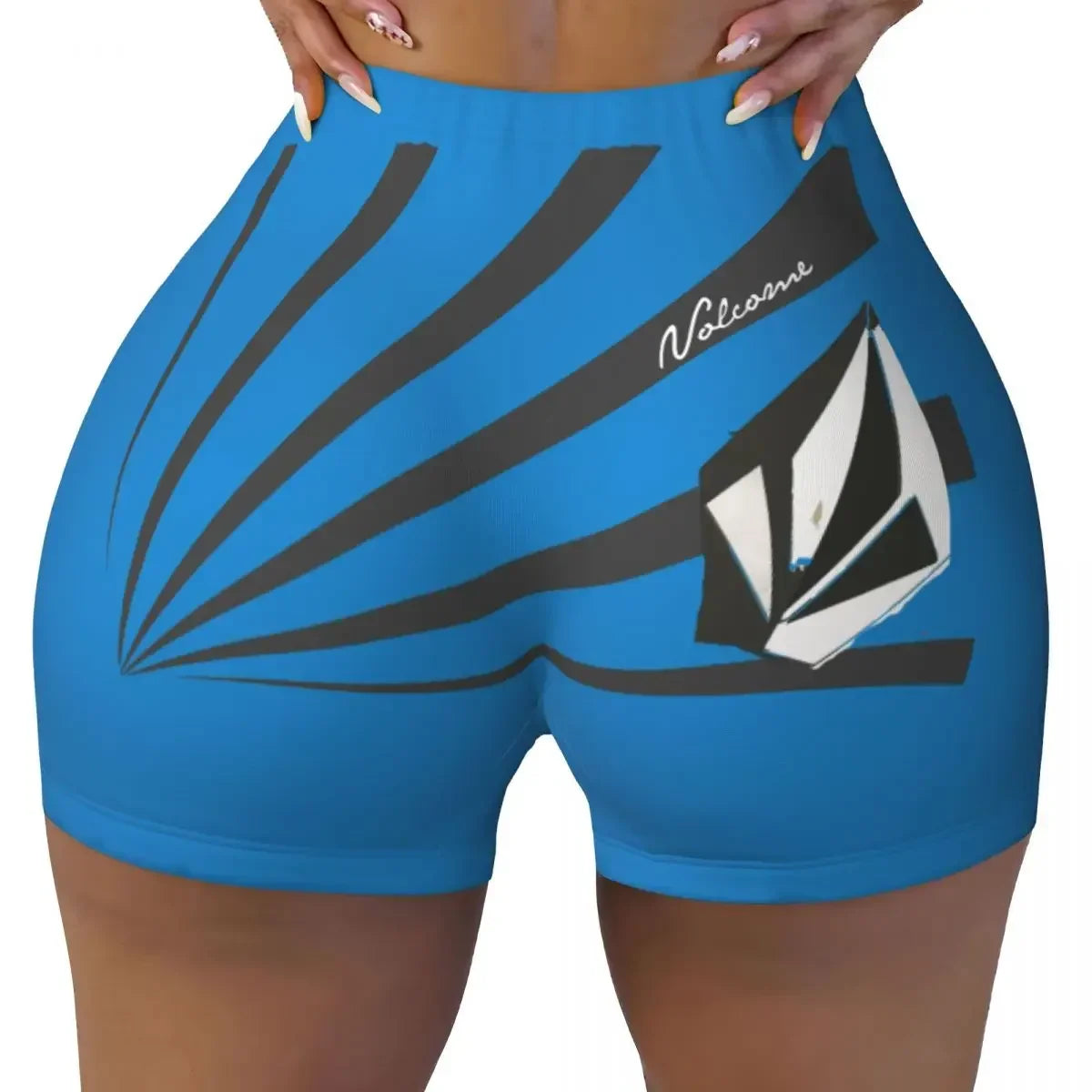 Custom Volcoms Symbol Running Volleyball Gym Shorts for Women Athletic Workout Yoga Shorts