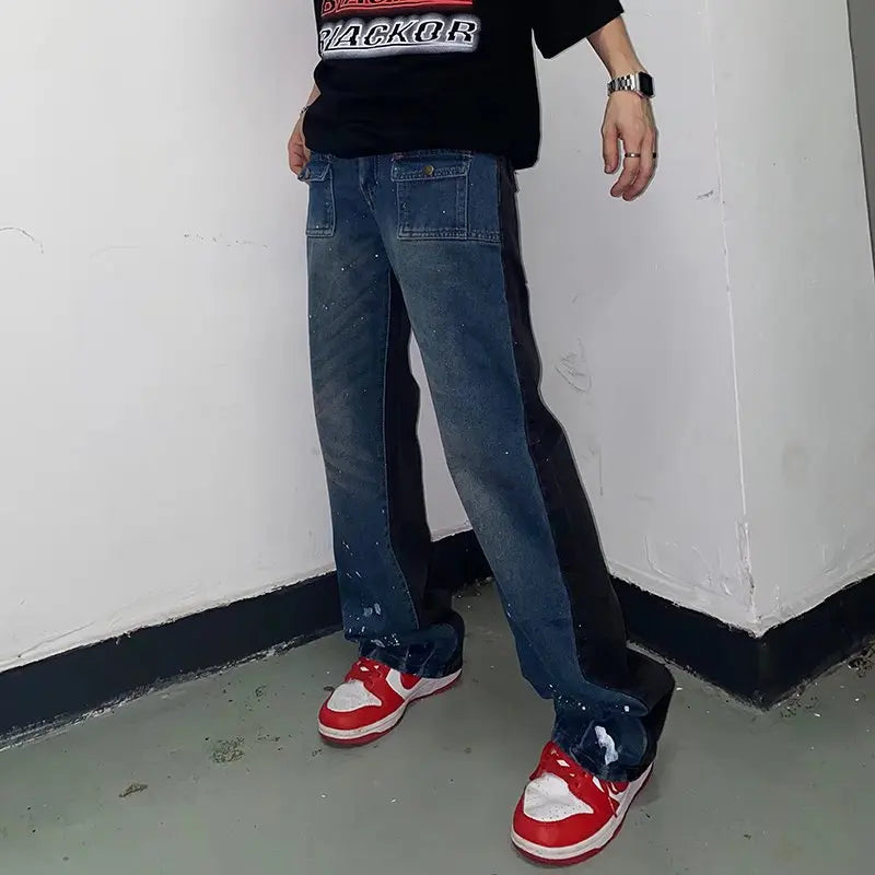 2023 Kanye Y2K Streetwear Baggy Ripped Jeans Pants Men Designer Clothes Washed Blue Straight Hip Hop Denim Trousers Ropa Hombre
