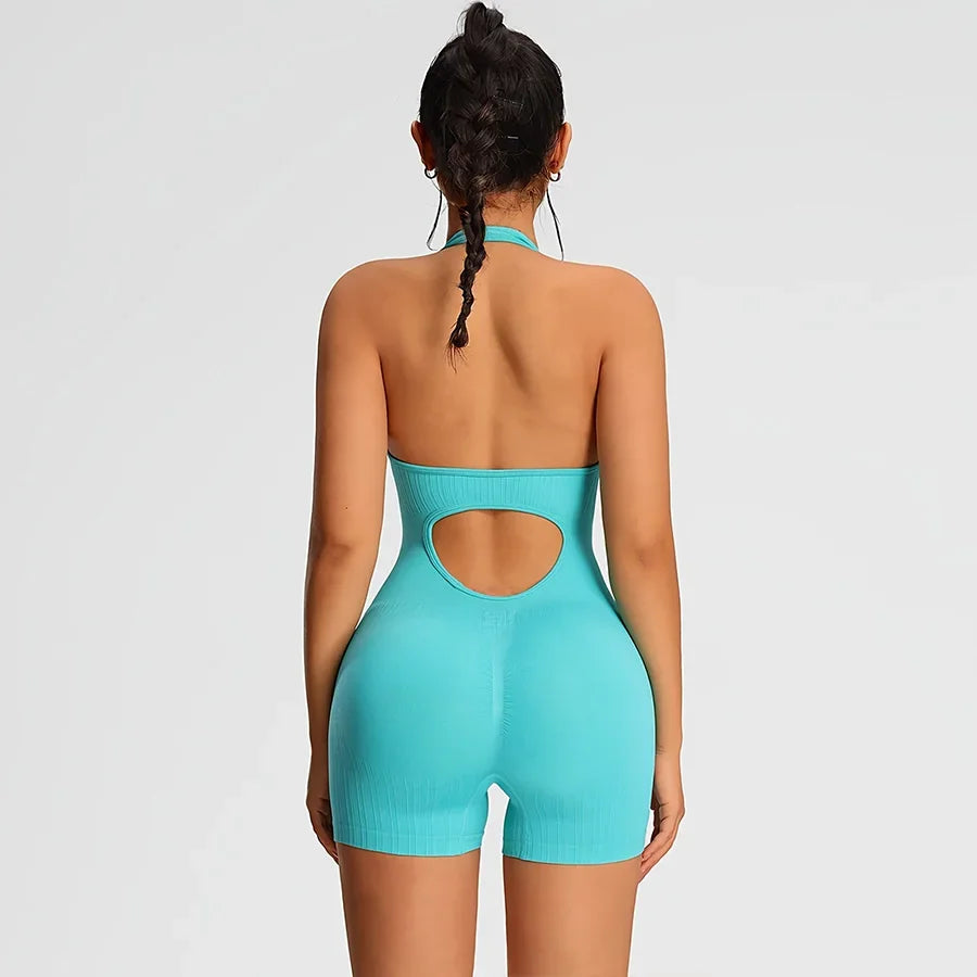 Summer Rompers Sportswear Woman Gym Combi-pants Women Jumpsuits Sport Yoga Clothes Female Fitness Overalls Shorts Bodysuit