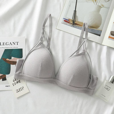 Cotton Bra For Women Push Up Bralette Sexy Lingerie Deep V Backless Comfort Small Breast Thin Pad Bra Female Cotton Underwear