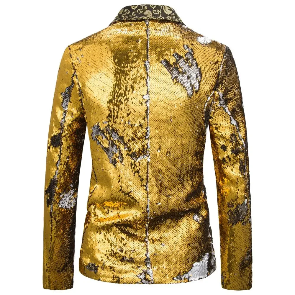 Men's Suit Shiny two-tone sequin shawl Collar suit Men's Wedding Groom Singer Dance Sequin Suit Jacket DJ Club Stage Men's suit
