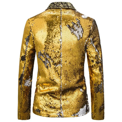 Men's Suit Shiny two-tone sequin shawl Collar suit Men's Wedding Groom Singer Dance Sequin Suit Jacket DJ Club Stage Men's suit