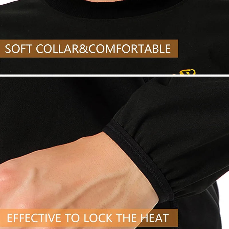 Sauna Suit for Women & Men Weight Loss Workout Body Shaper Long Sleeve Pants with Elasticity Waist and Pocket DesignSweat Suits