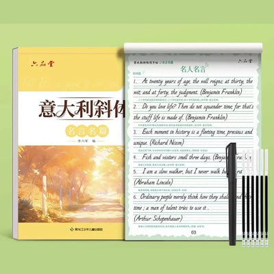 New Italy English Italic Font Calligraphy Book Practice Copybook Handwriting Copy Book Learn English for Adults Student Beginner
