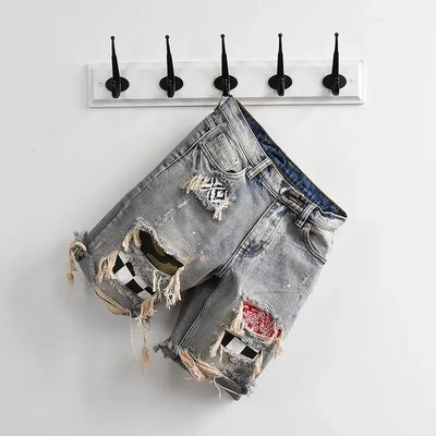 Man Denim Shorts Camouflage Hip Hop Graphic Short Jeans Pants for Men Original Distressed Thin New in Rude Streetwear Designer
