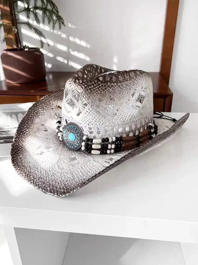 New Lake Blue Western Cowboy Straw Hat 2024 Spring and Summer New Outdoor Sun Hat Men's and Women's Cowboy Hat gorras