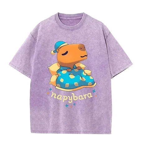 Printed T-shirt for Men and Women 2025 100% Cotton Soft Loose Casual Short Sleeved Animal Pattern T-shirt Cute Animal Fun Top
