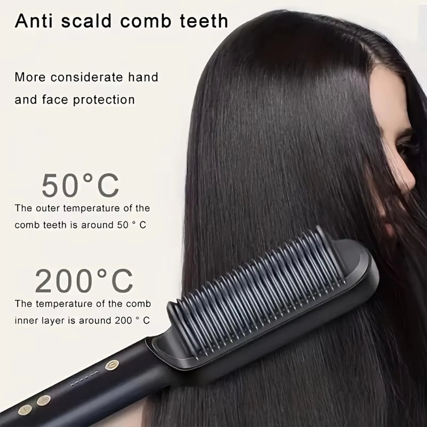 1pc Professional 2-in-1 Hair Straightening Brush - Wet & Dry Use, Versatile Styling Tool for Straightening and Curling