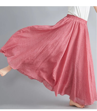 Fashion Cotton Linen Clothes Women Skirts Maxi Y2k Elegant Beach Saia Ropa Mujer Casual Vestido Boho Long Skirt Faldas Harajuku
