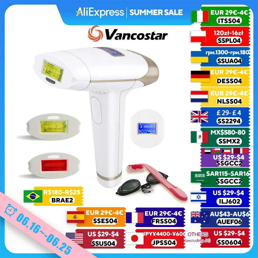 Updated Laser Hair Removal 2in1 Replaceable Lamp Rejuvenation Permanent Painless Hair Removal Bikini Trimmer IPL Epilator Device