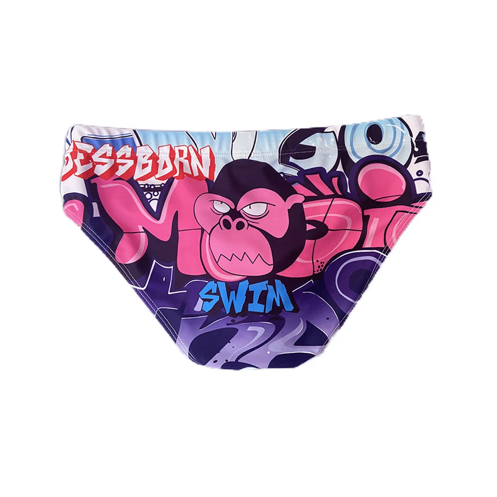 Summer New Swimwear Sexy Mens Cartoon Print Bathing Suit Quick Dry Breathable Swim Briefs Fashion Male Beach Surfing Underwear