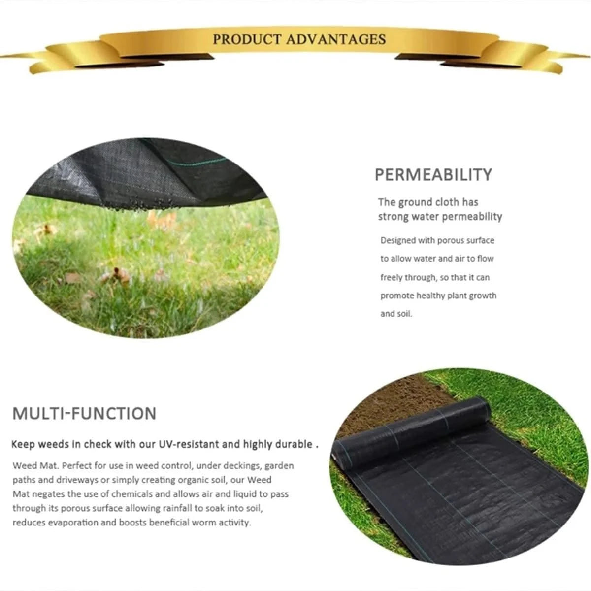 Garden Landscape Fabric Weed Membrane Agricultural Anti Grass Cloth Farm Weed Barrier Mat Plastic PE Mulch Thicker Orchard Cover