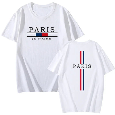 Paris Printed T-shirts for Men High Quality 100% Cotton Short Sleeved Tops Summer Spring Daily Casual Sports Tees Urban Trend