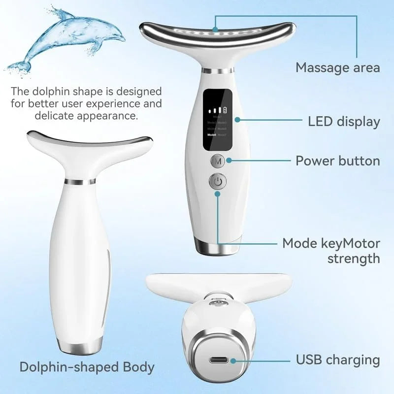 2025 EMS Micro-current Neck Face Beauty Device 7 Color Facial Massager for Enhanced Face Neck and Shoulder Care with Vibrating