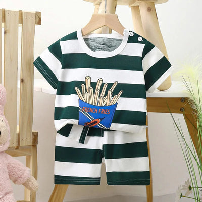 Summer Children Suits For Girls Short Sleeve Sets For Baby Girls Two Clothes T-shirt + Shorts Sets Toddler Clothing