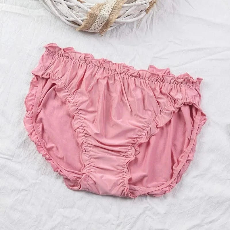 Large Size Mid Waist Panties For Women Ladies Breathable Underwear Briefs Elastic Comfortable Sexy Ruffles Underwear Lingerie