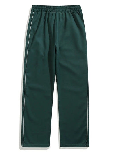 Men's New Woven Trousers High Street Trend Retro Casual Cuff Long Pants