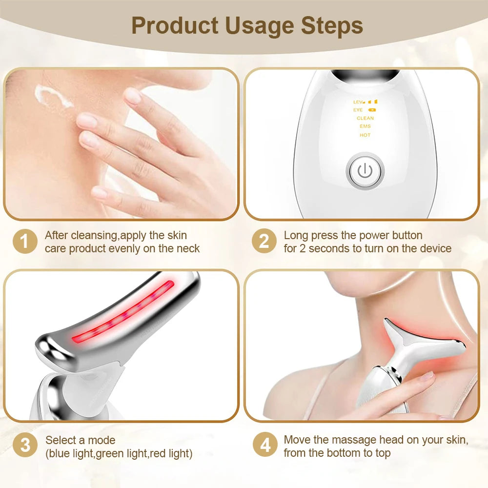 Neck Massager Multi-function to remove neck lines decree lines vibration hot beauty massager EMS electric neck instrument