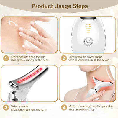 Neck Massager Multi-function to remove neck lines decree lines vibration hot beauty massager EMS electric neck instrument