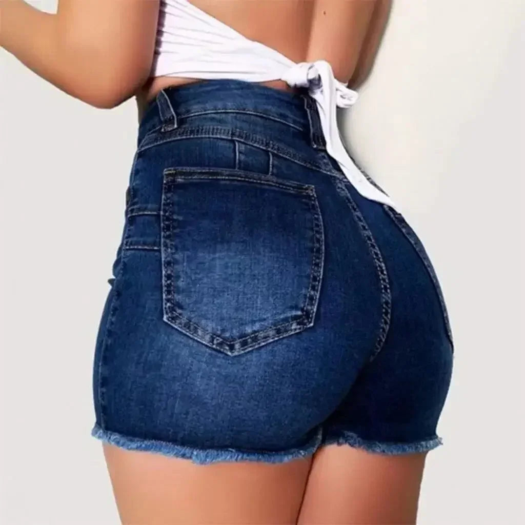 Slim Fit Elastic Jeans Shorts Breathable Comfortable Thin Denim Fashionable Comb Short Hair Design Women's Summer Shorts