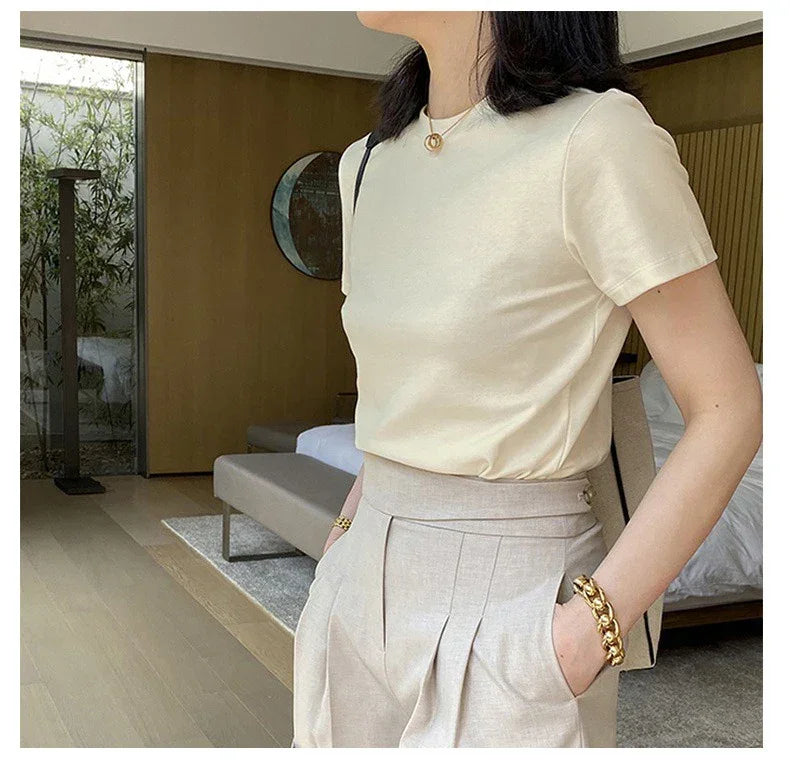 2025 Summer T shirts for Women Men Brown Casual Female Korean Streetwear Tees Unisex Basic Solid Young Cool Oversized Tops