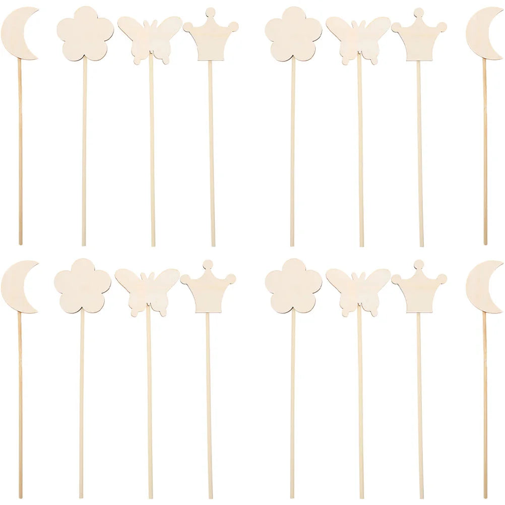 16Pcs Fairy Wands Unfinished Wooden Kids Toys Smooth Creative Craft Party Props Girls Gifts Halloween Birthday Wooden Fairy Wand