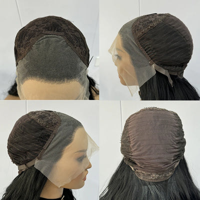 Short Wavy Black Curly Bob Wigs for Women Synthetic Free Part Shoulder Length Short Body Wave Glueless 13X4 Lace Front wigs