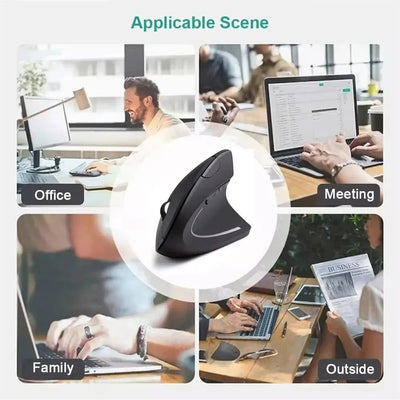 2.4GHz Vertical Mouse Ergonomic Wireless Optical Mice 3 Adjustable DPI 800/1200/1600 6 Buttons for Laptop PC Computer Desktop
