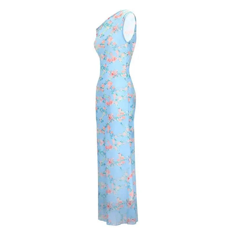 Women's Dresses Summer Streetwear Fashion New Print Split Print Maxi Dresses Sexy Female Casual Slim Knitted Dresses Clothing