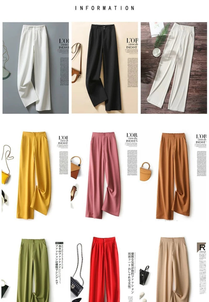 Suit Wide Leg Pants for Women in Summer with A High Waistline  2023 New Loose and Slim Straight Tube Casual Chiffon Pants